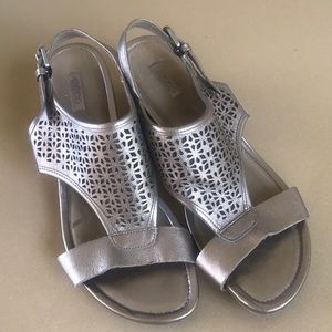 Ecco Metallic leather comfort wedge sandals